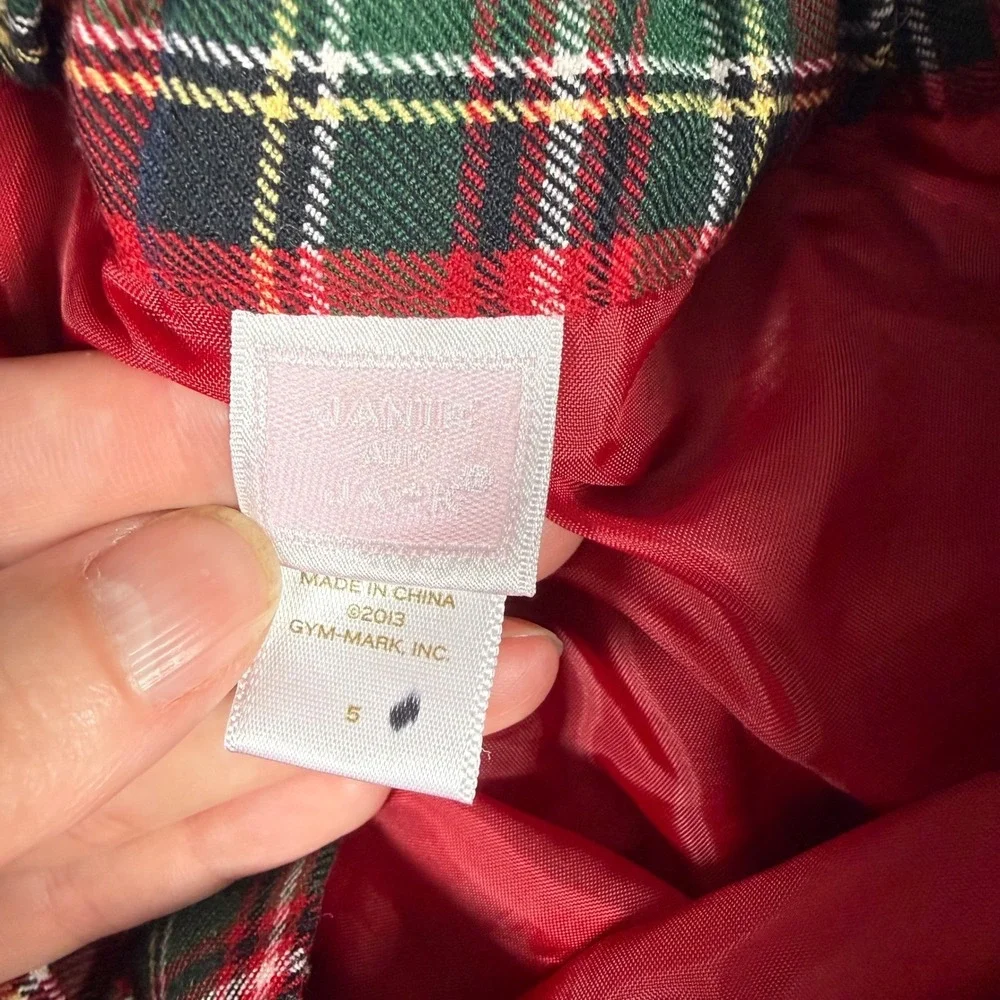 Janie and Jack Kids Red Preppy Tartan Plaid Wool Blend Pleated Skirt Size 5